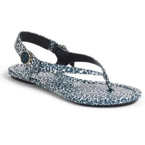 Tory Burch MINNIE TRAVEL THONG SANDAL IN TORY NAVY CLOUDED LEOPARD 9
